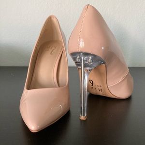 Mix No 6 Heels Maple Sugar Patent Pump Sz 8M Nude Clear-silver heel
